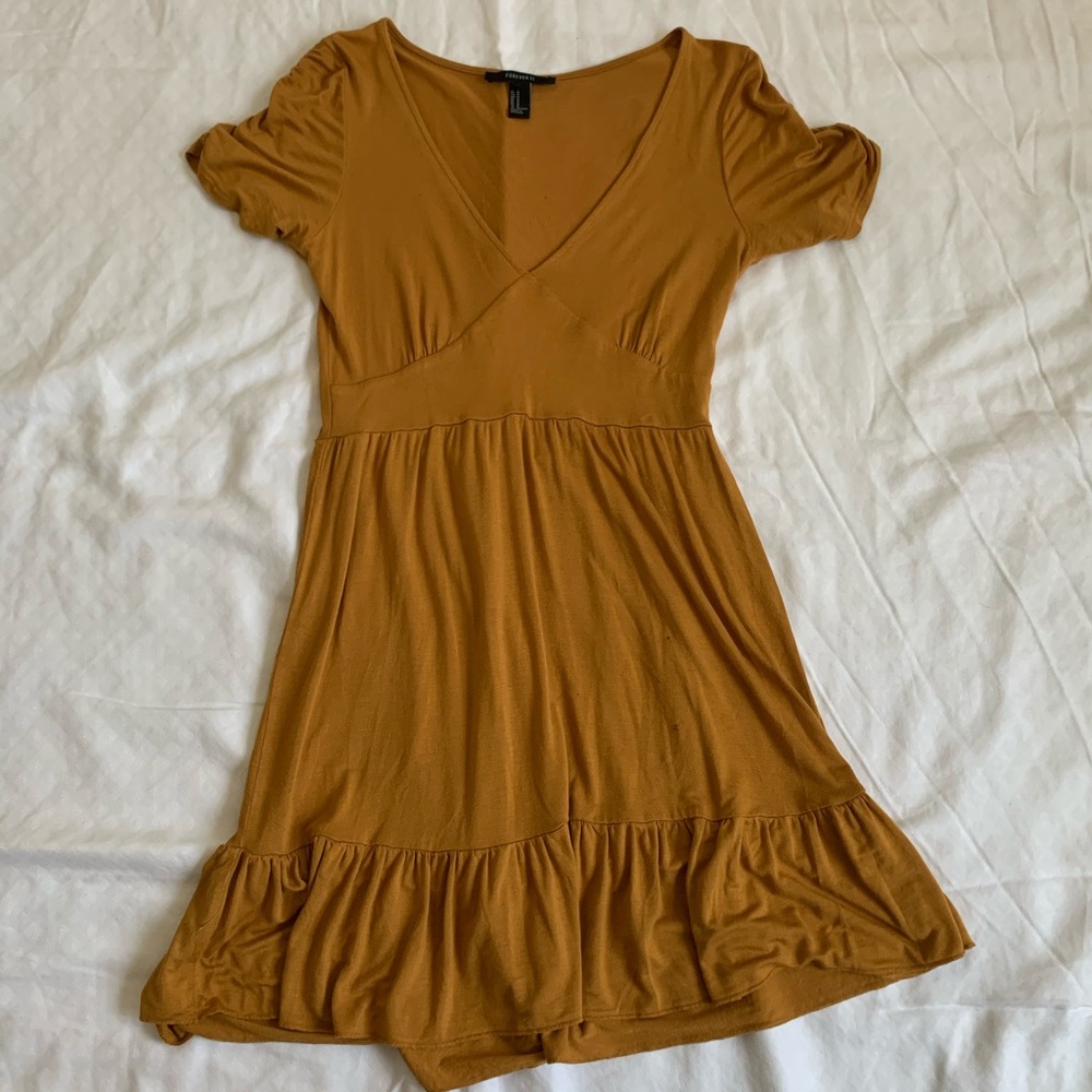 Honey colored mini flowy dress